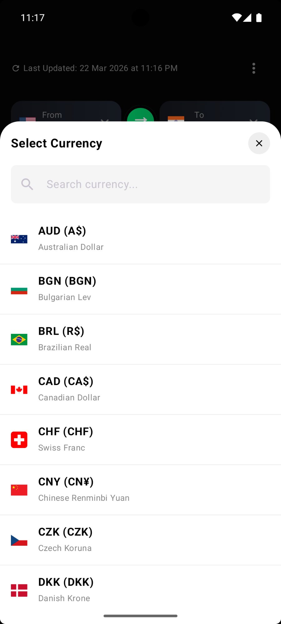 Currency selector