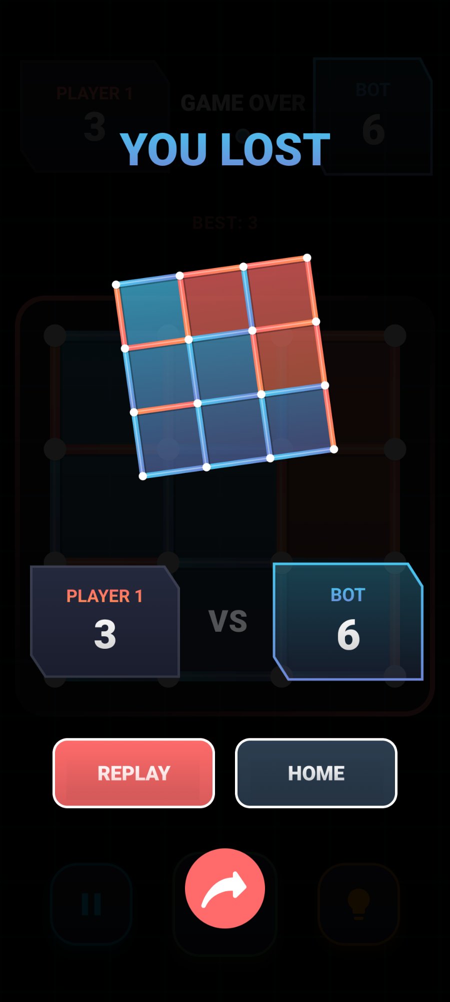 You Lost screen