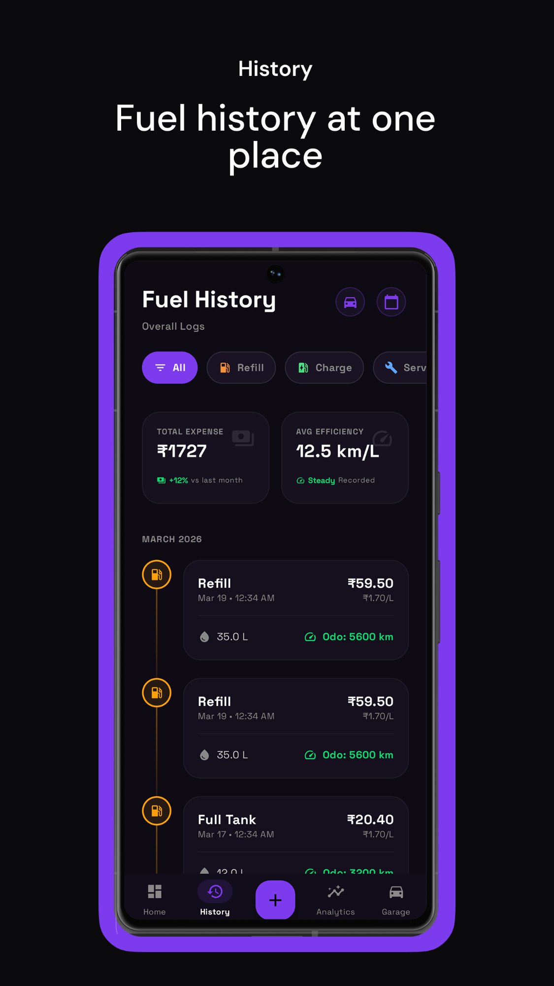 Fuel Log – Fuel History
