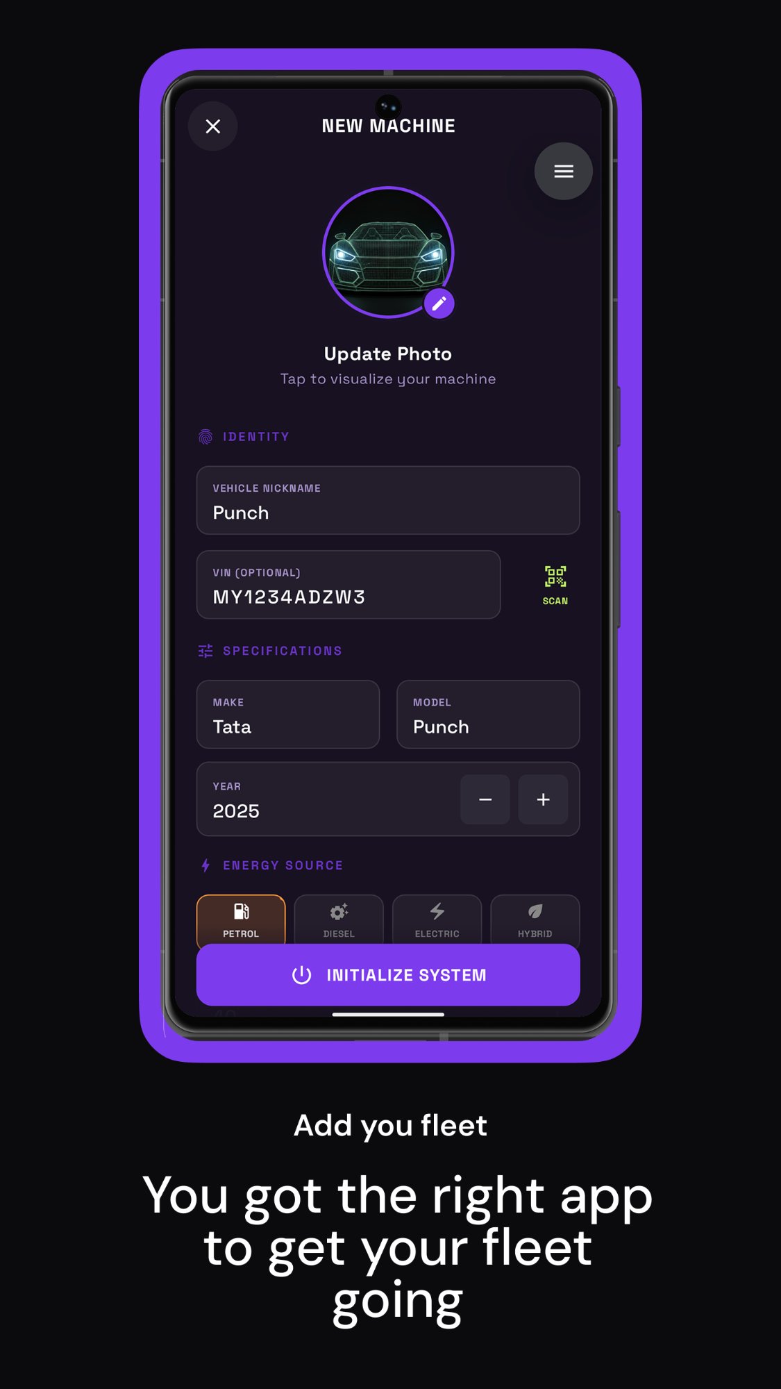 Fuel Log – Add Vehicle
