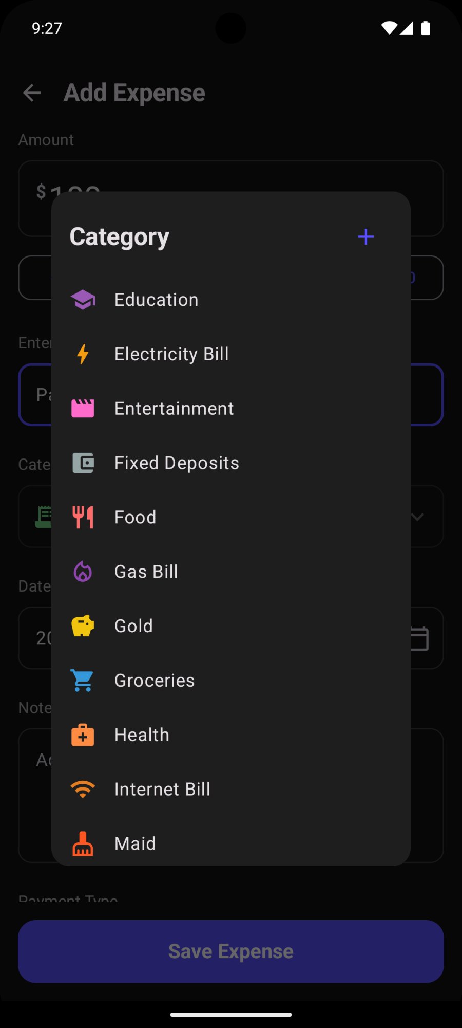 Add Expense categories