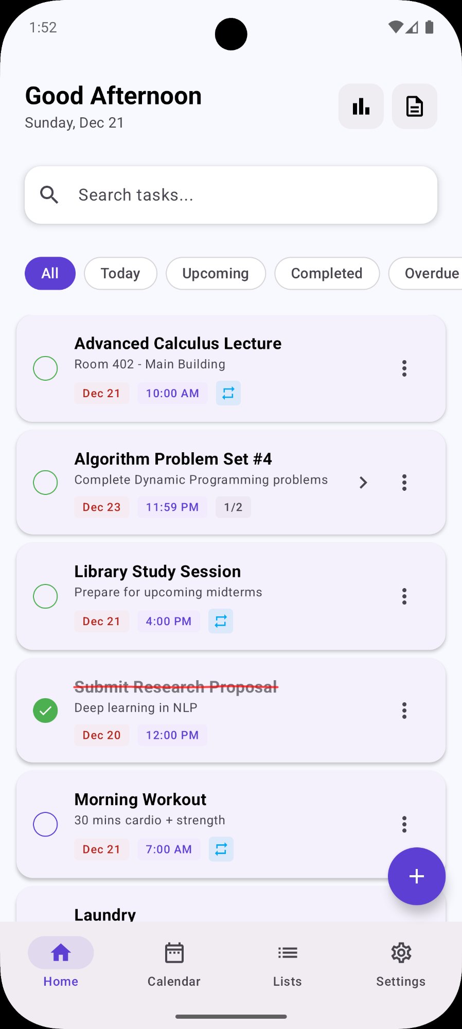 Task list home